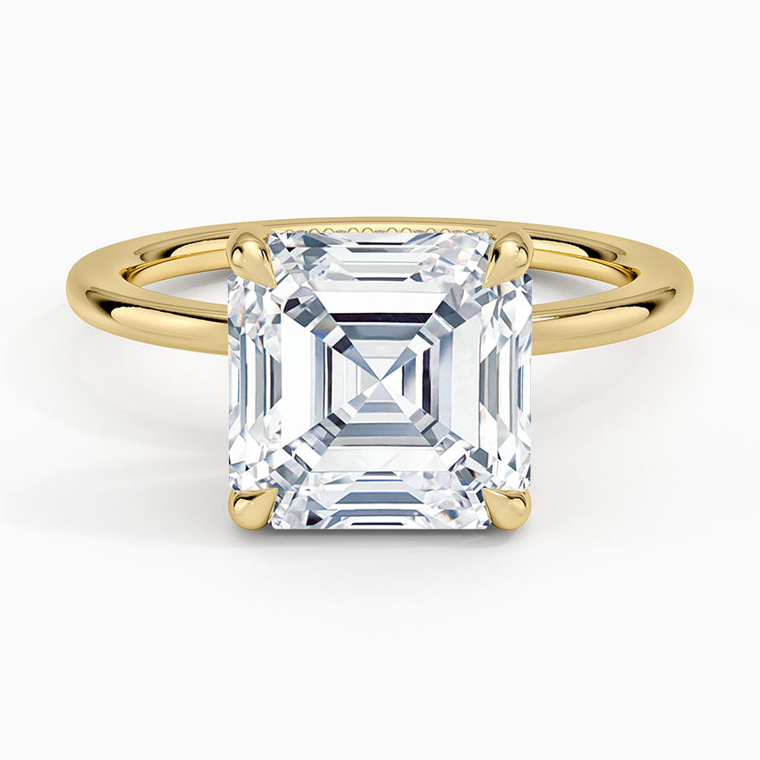 ecomposer-view with diamond shape-asscher, ecomposer-metal type-yellow-gold-18k