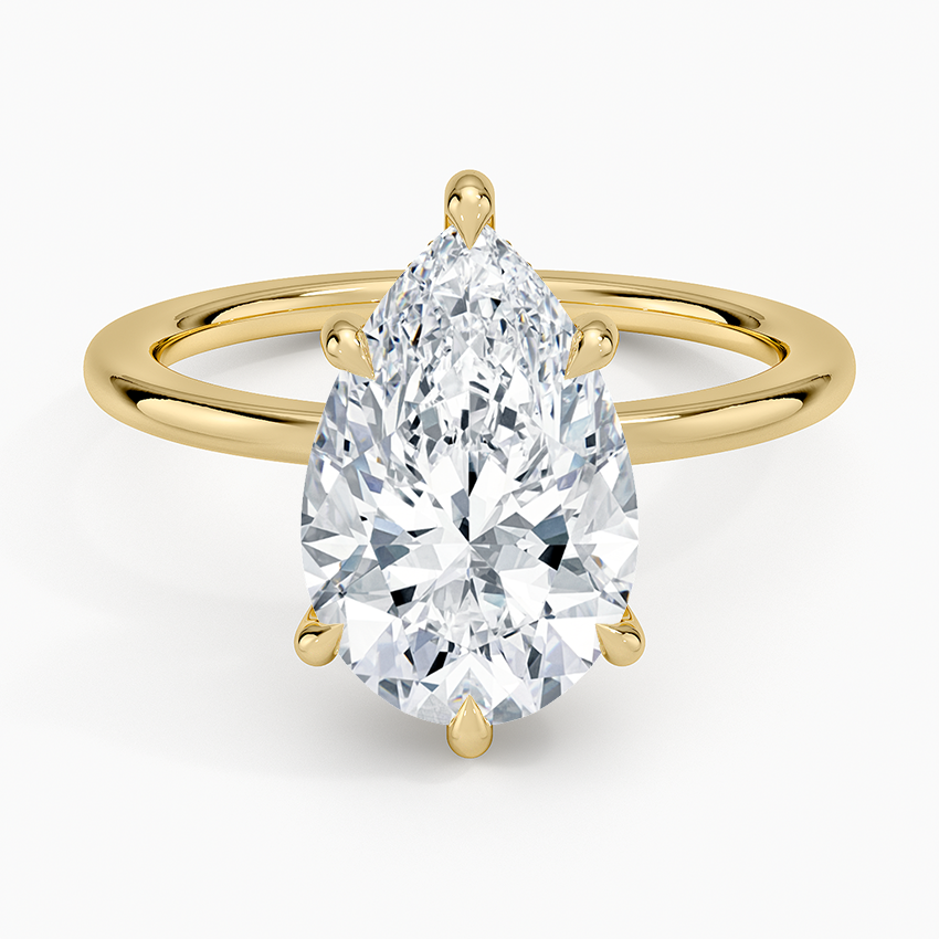 ecomposer-view with diamond shape-pear, ecomposer-metal type-yellow-gold-18k