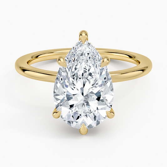 ecomposer-view with diamond shape-pear, ecomposer-metal type-yellow-gold-18k